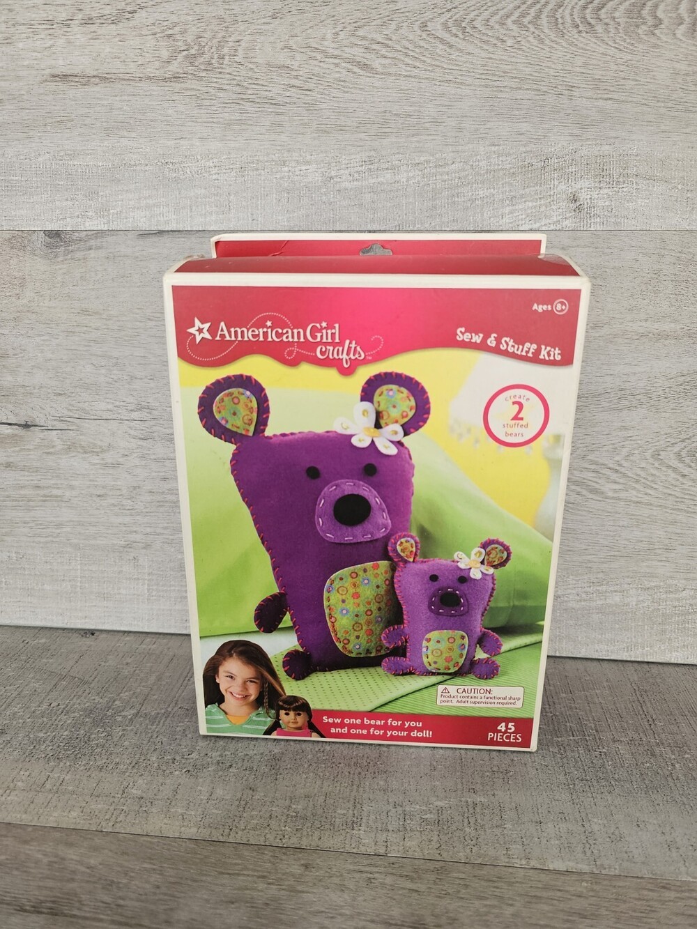 American Girl Sew & Stuff Craft Kit Purple Felt Teddy Bears New in Box
